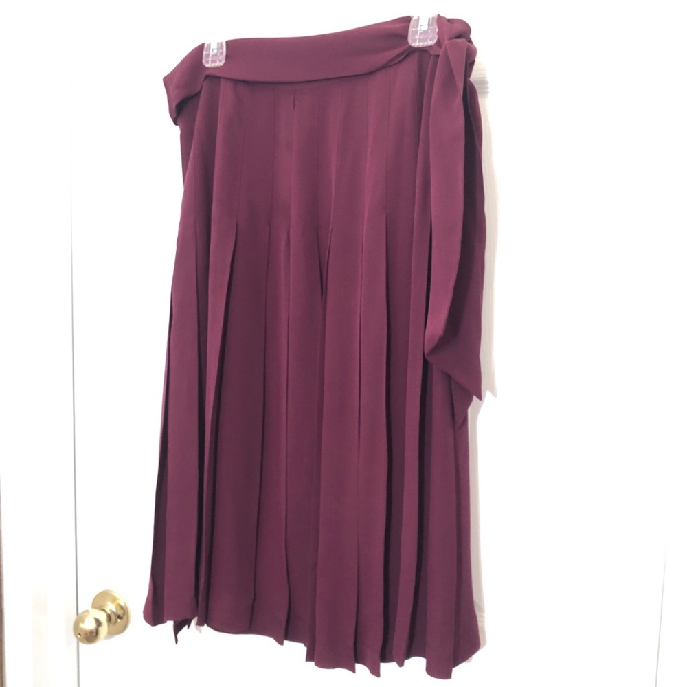 J Crew burgundy pleated skirt